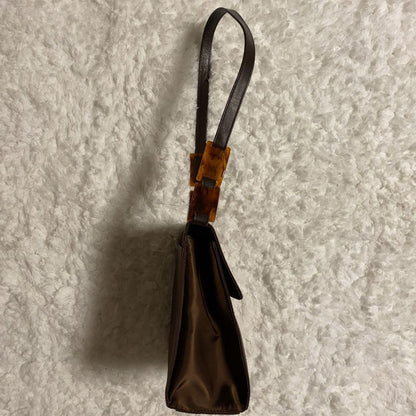 Saint Laurent Hand Shoulder Bag Tote Purse YSL Cassandra Nylon Leather Brown