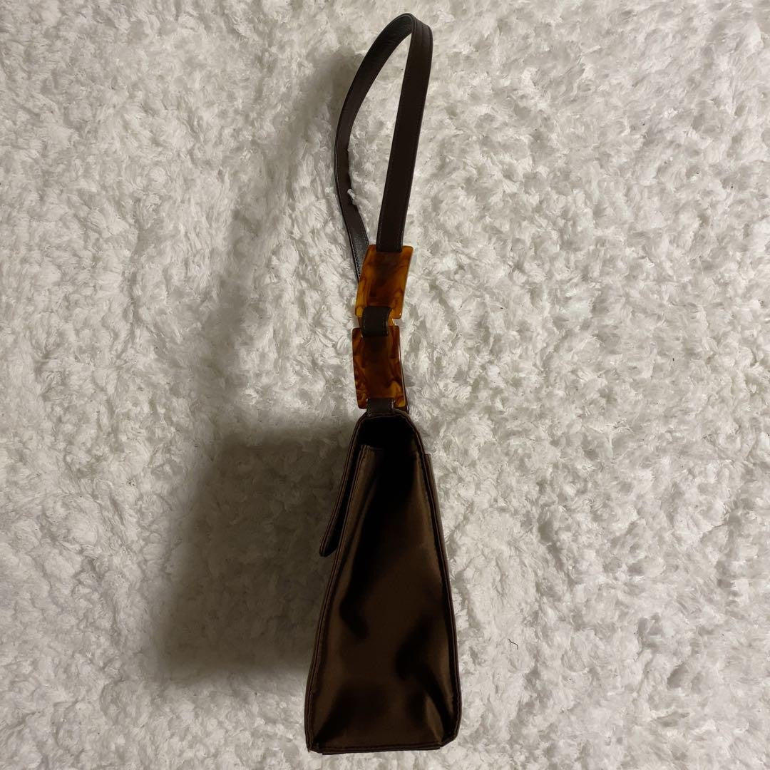 Saint Laurent Hand Shoulder Bag Tote Purse YSL Cassandra Nylon Leather Brown