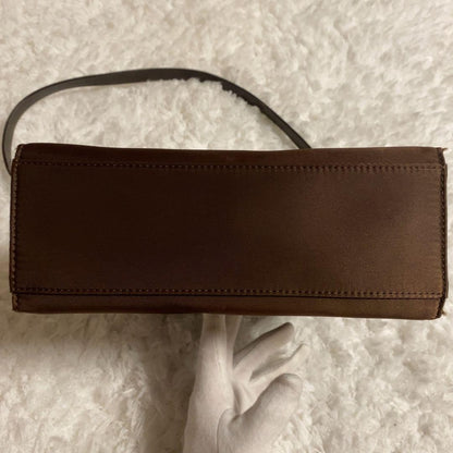 Saint Laurent Hand Shoulder Bag Tote Purse YSL Cassandra Nylon Leather Brown