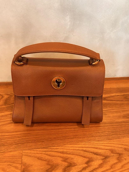 Saint Laurent Hand Shoulder Bag Tote Purse 2way Muse Toe Leather Brown Authentic