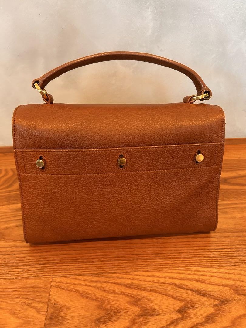 Saint Laurent Hand Shoulder Bag Tote Purse 2way Muse Toe Leather Brown Authentic