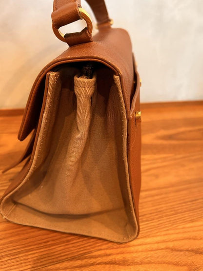 Saint Laurent Hand Shoulder Bag Tote Purse 2way Muse Toe Leather Brown Authentic