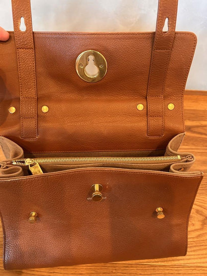 Saint Laurent Hand Shoulder Bag Tote Purse 2way Muse Toe Leather Brown Authentic