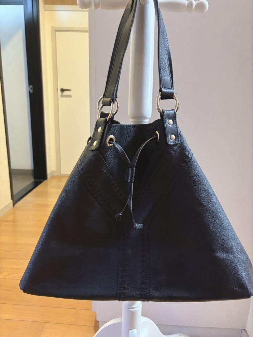 Saint Laurent Saint Laurent Hand Bag Tote Purse Y Line Leather Black Authentic