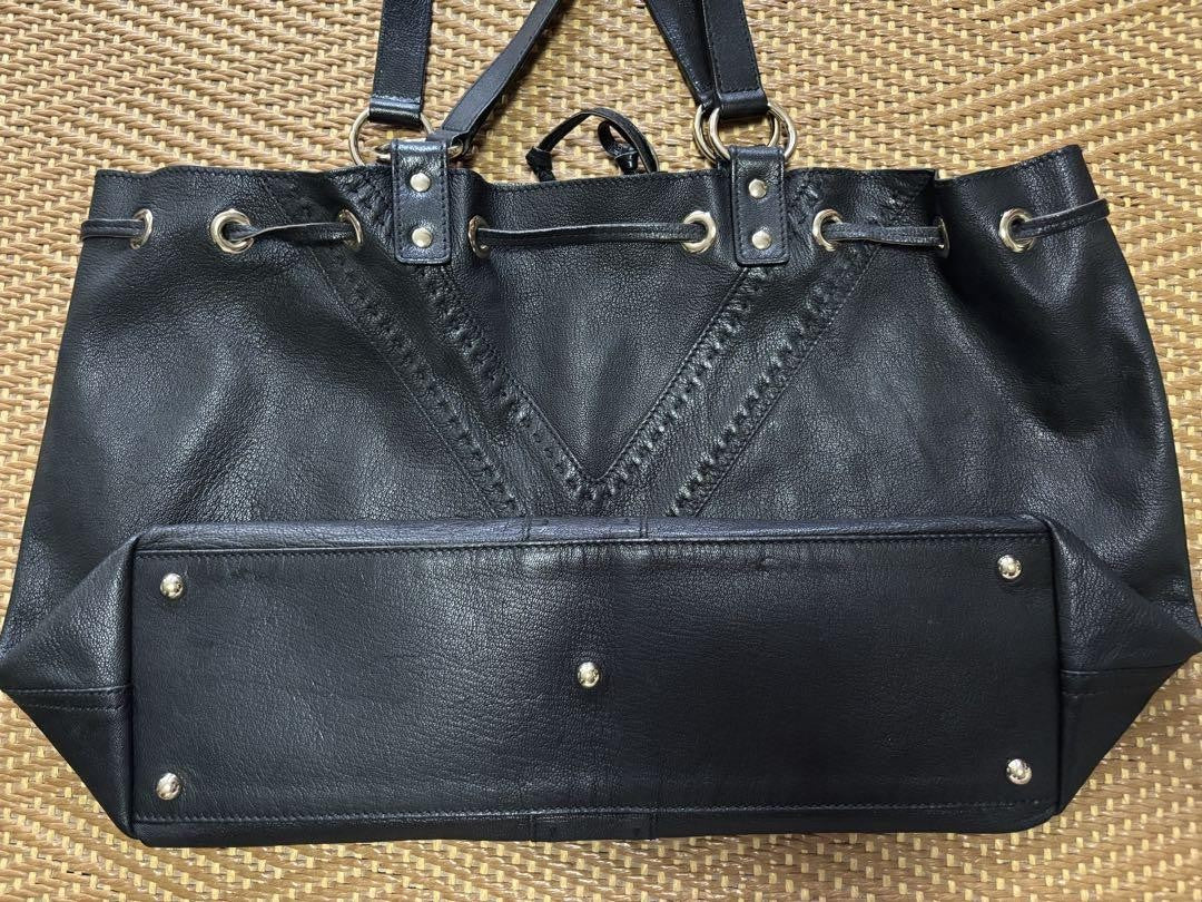 Saint Laurent Saint Laurent Hand Bag Tote Purse Y Line Leather Black Authentic