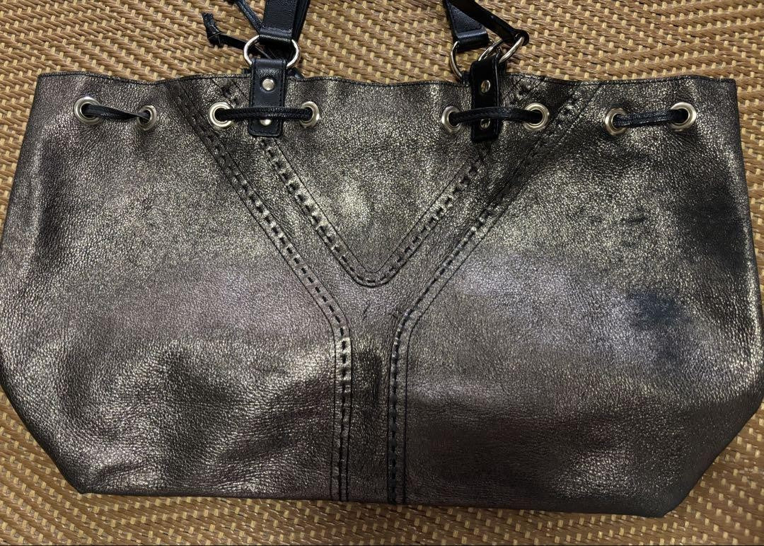 Saint Laurent Saint Laurent Hand Bag Tote Purse Y Line Leather Black Authentic