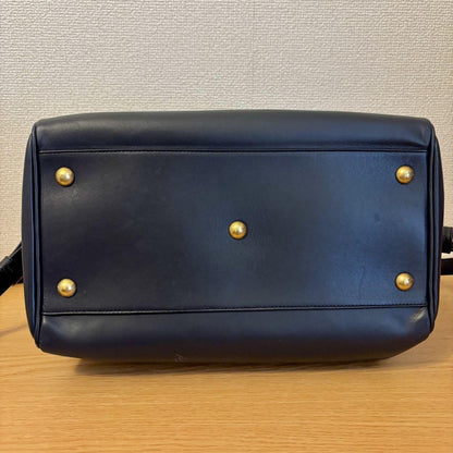 Saint Laurent Boston Shoulder Bag Purse Logo Navy Authentic