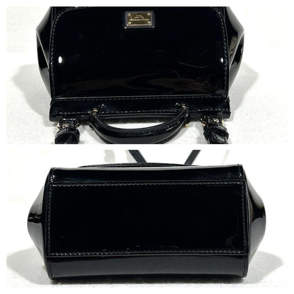 Dolce & Gabbana Shoulder Bag Purse 2way Patent Leather Black Authentic