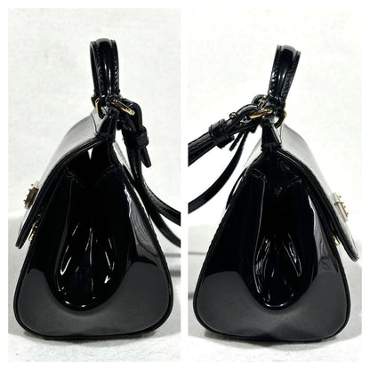 Dolce & Gabbana Shoulder Bag Purse 2way Patent Leather Black Authentic