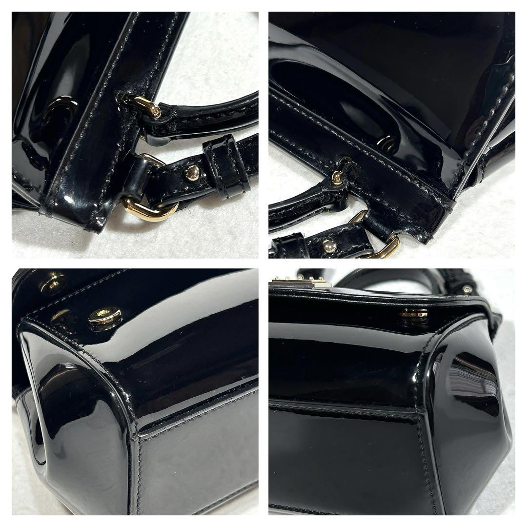 Dolce & Gabbana Shoulder Bag Purse 2way Patent Leather Black Authentic