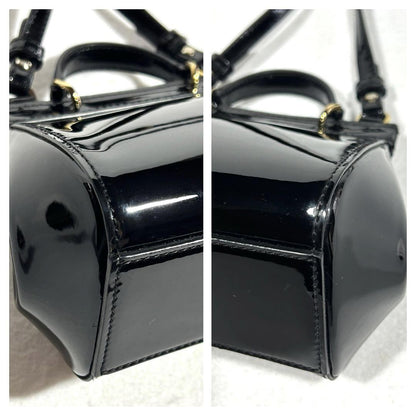 Dolce & Gabbana Shoulder Bag Purse 2way Patent Leather Black Authentic