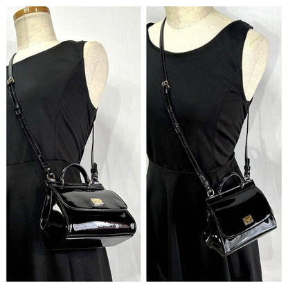 Dolce & Gabbana Shoulder Bag Purse 2way Patent Leather Black Authentic