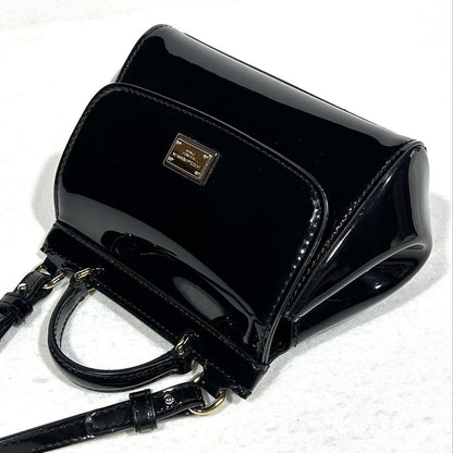 Dolce & Gabbana Shoulder Bag Purse 2way Patent Leather Black Authentic