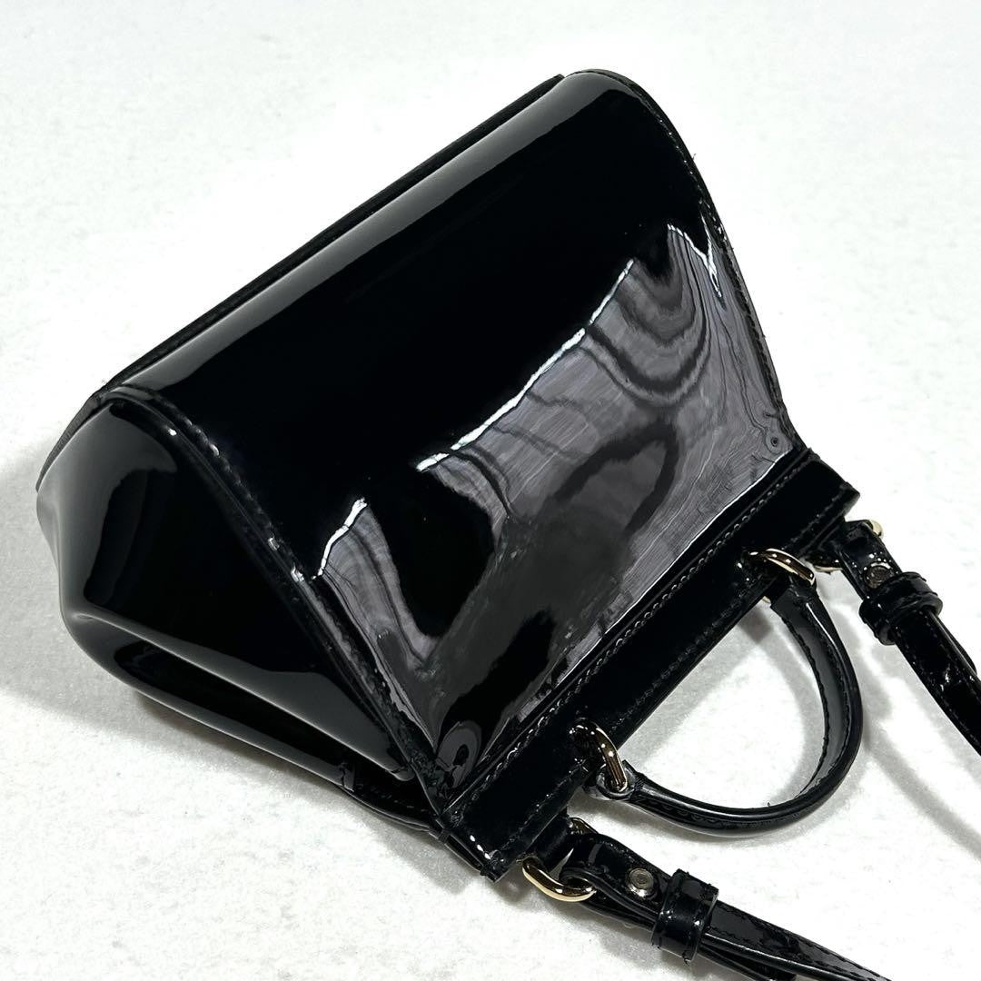 Dolce & Gabbana Shoulder Bag Purse 2way Patent Leather Black Authentic