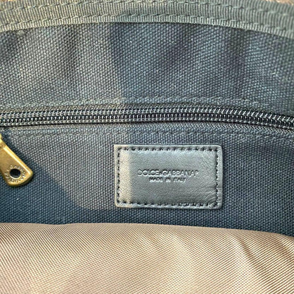 Dolce & Gabbana Shoulder Bag Purse Suede Leather Denim Indigo Beige Authentic