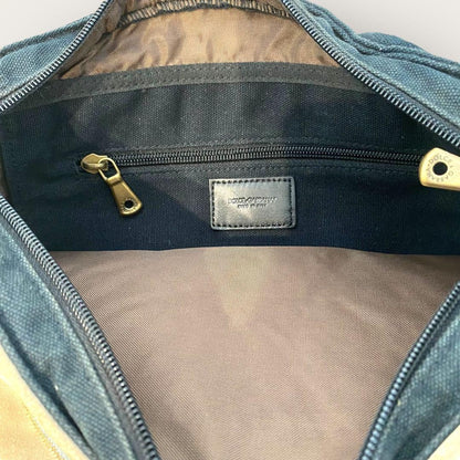 Dolce & Gabbana Shoulder Bag Purse Suede Leather Denim Indigo Beige Authentic