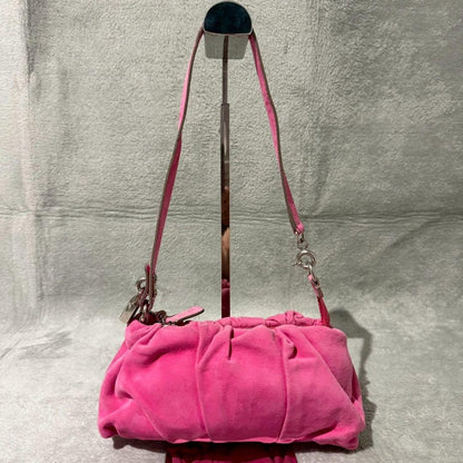 Dolce & Gabbana Shoulder Bag Purse Suede Pink Authentic