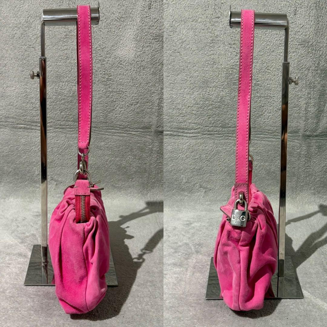 Dolce & Gabbana Shoulder Bag Purse Suede Pink Authentic
