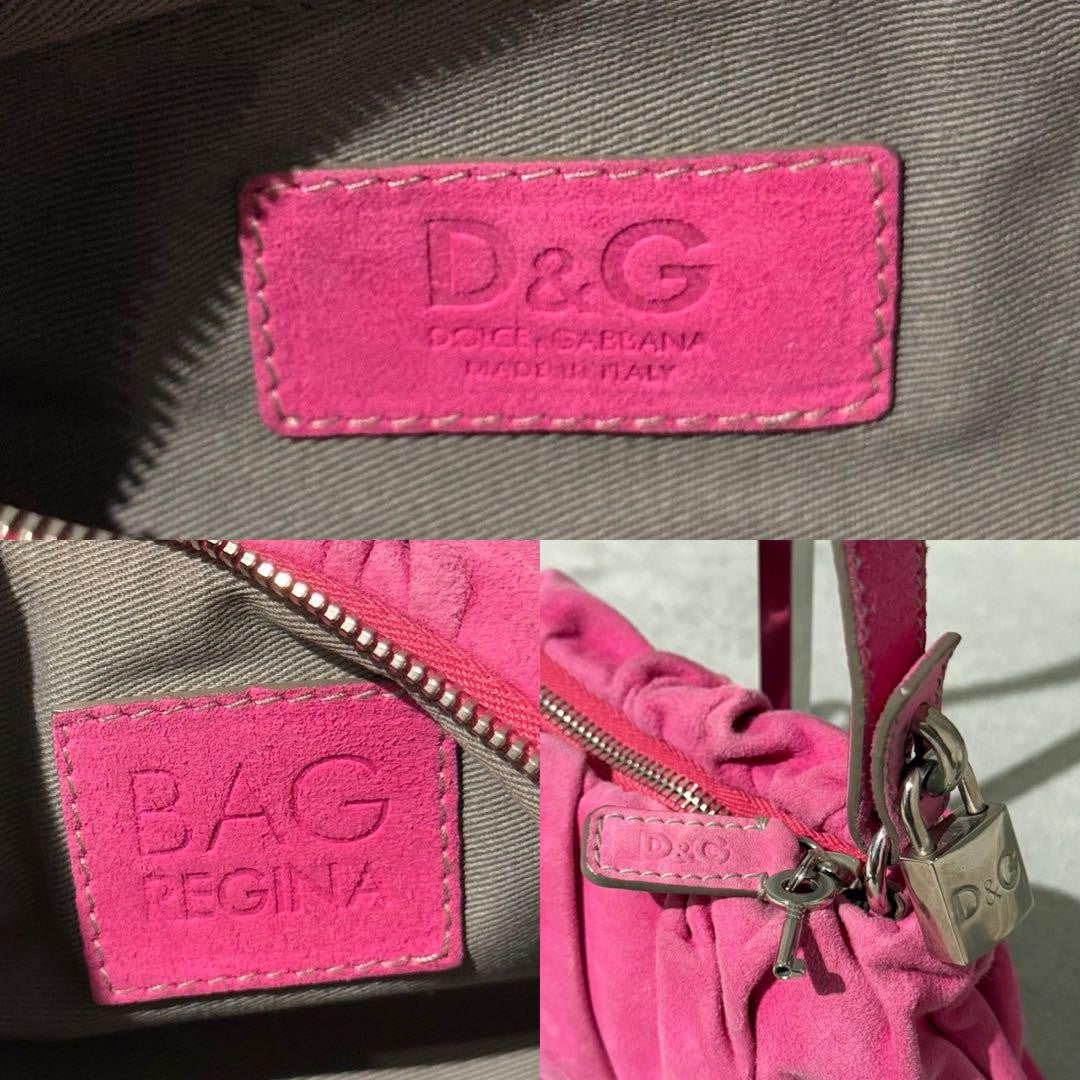 Dolce & Gabbana Shoulder Bag Purse Suede Pink Authentic