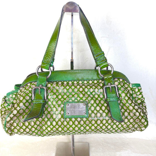 Dolce & Gabbana Hand Bag Tote Purse Leather Light Green Authentic