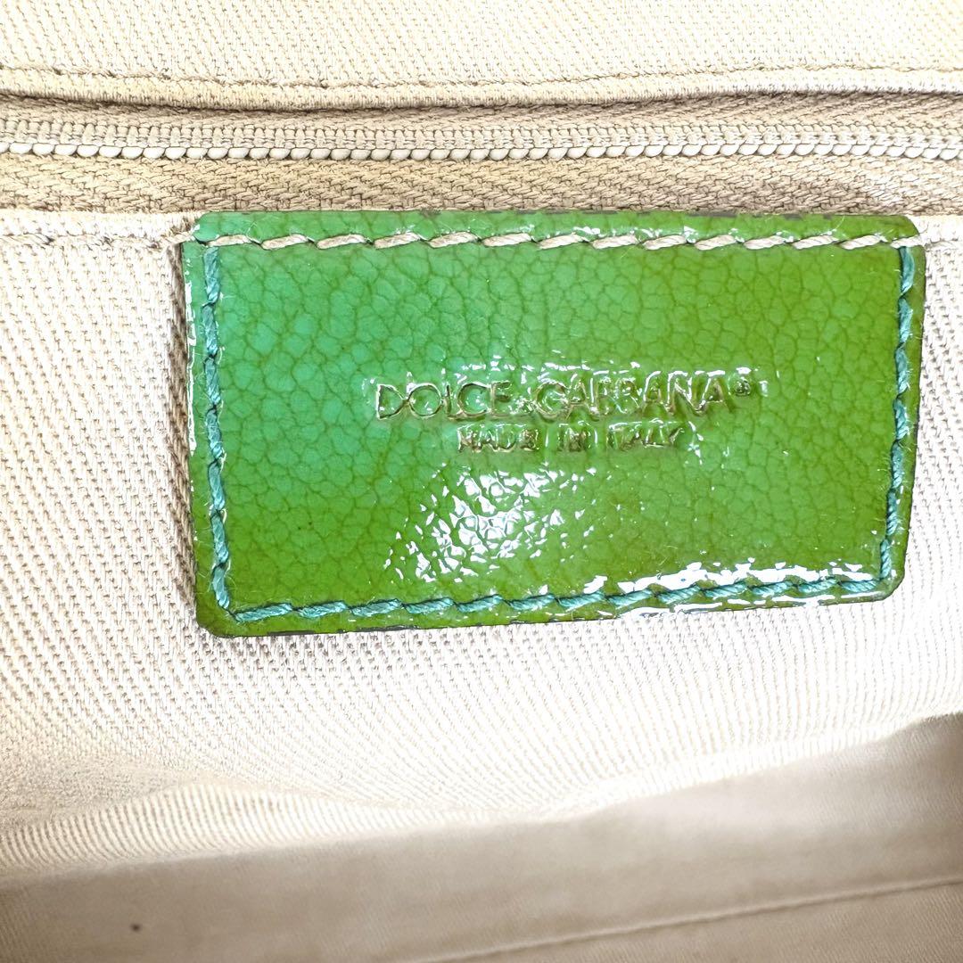 Dolce & Gabbana Hand Bag Tote Purse Leather Light Green Authentic