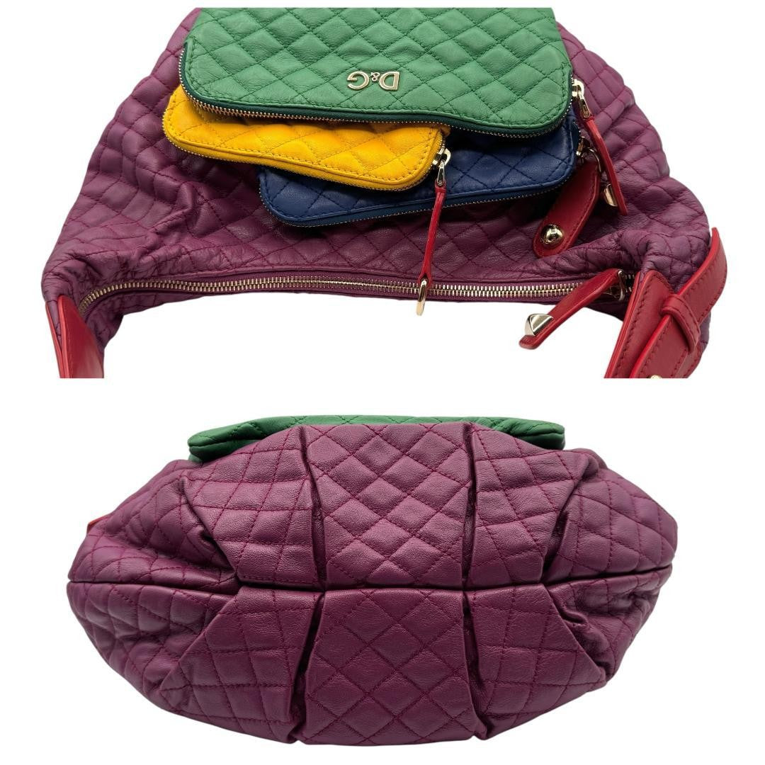Dolce & Gabbana Shoulder Bag Purse Quilting Multicolor Authentic