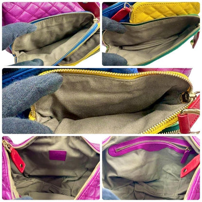 Dolce & Gabbana Shoulder Bag Purse Quilting Multicolor Authentic