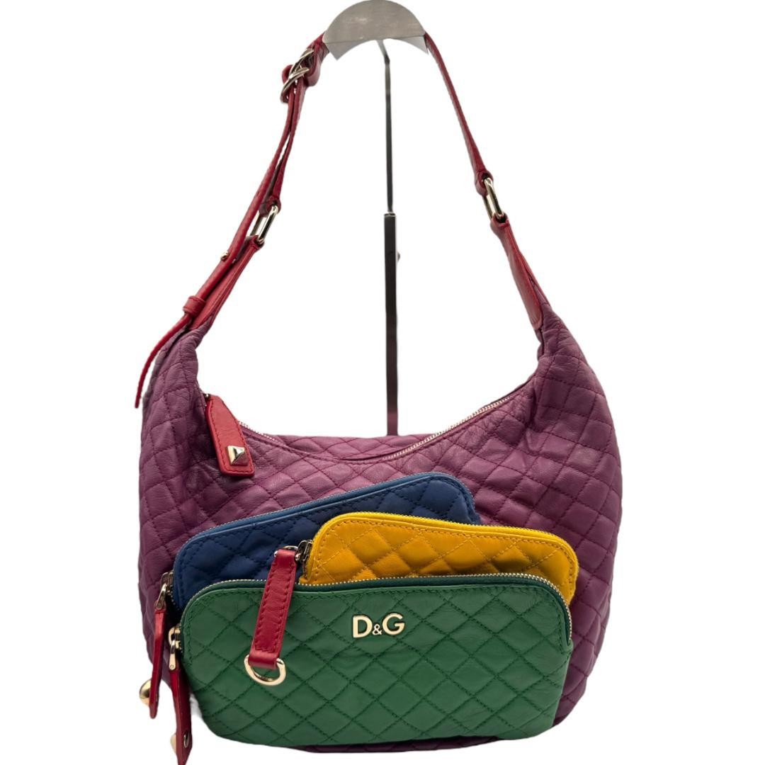 Dolce & Gabbana Shoulder Bag Purse Quilting Multicolor Authentic