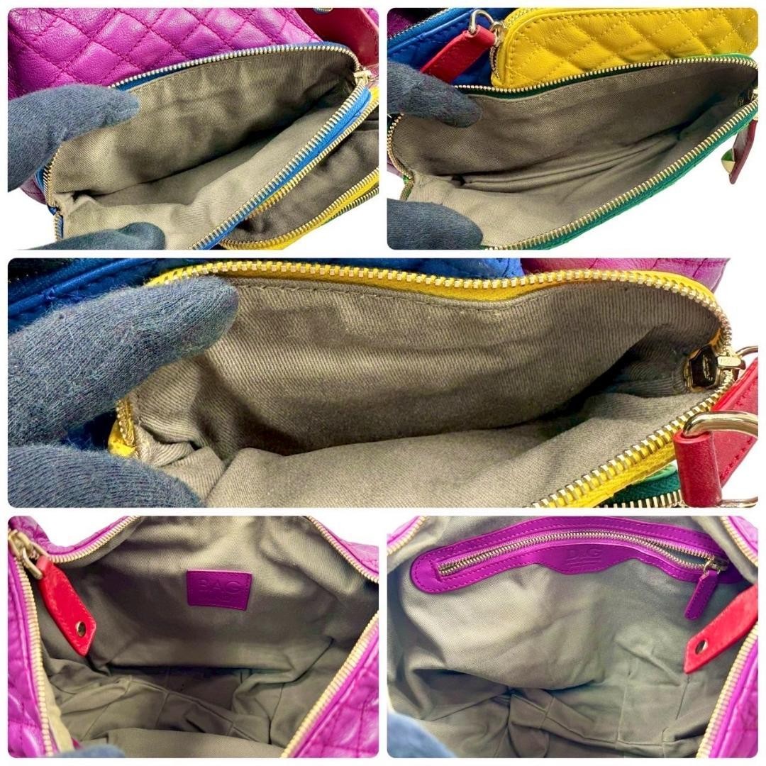 Dolce & Gabbana Shoulder Bag Purse Quilting Multicolor Authentic