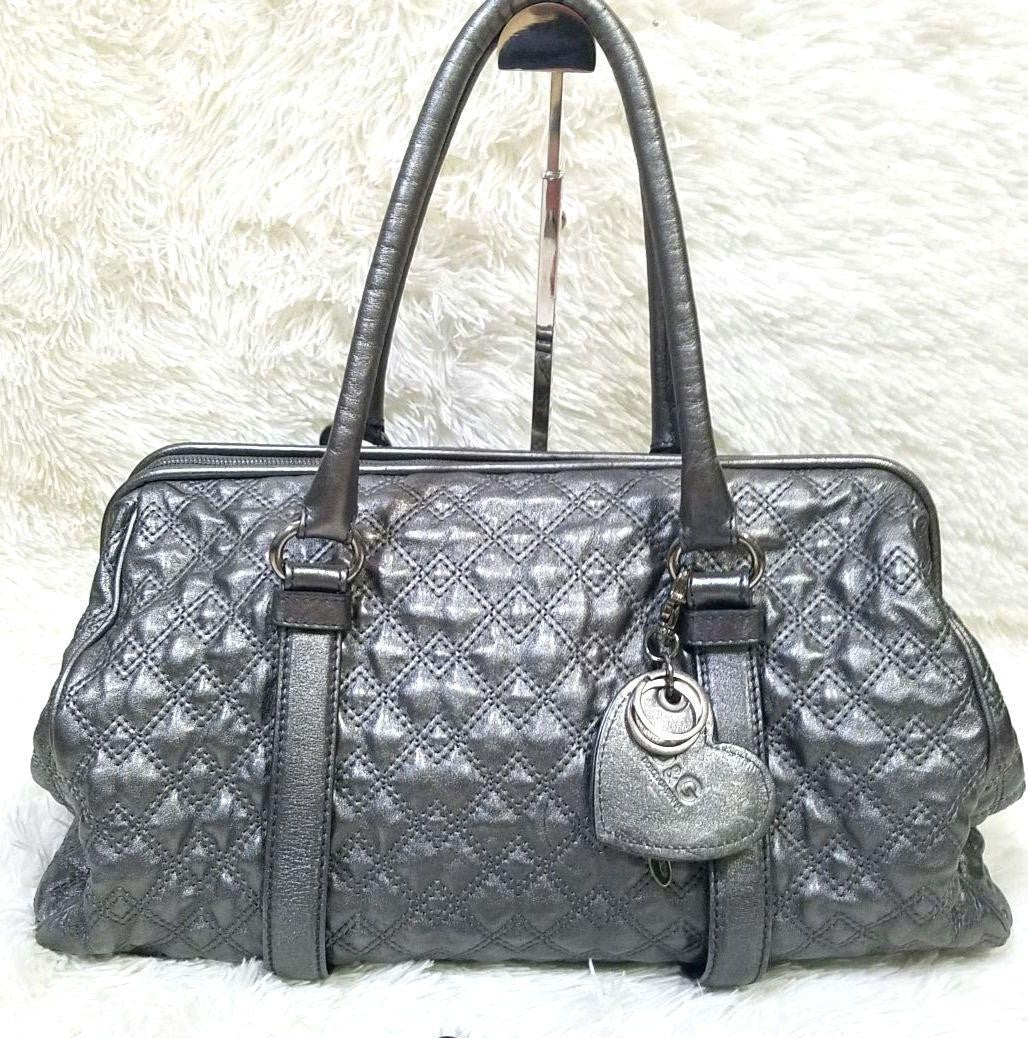 Dolce & Gabbana Boston Hand Bag Tote Purse 2way Leather Silver Authentic