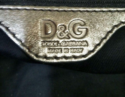 Dolce & Gabbana Boston Hand Bag Tote Purse 2way Leather Silver Authentic