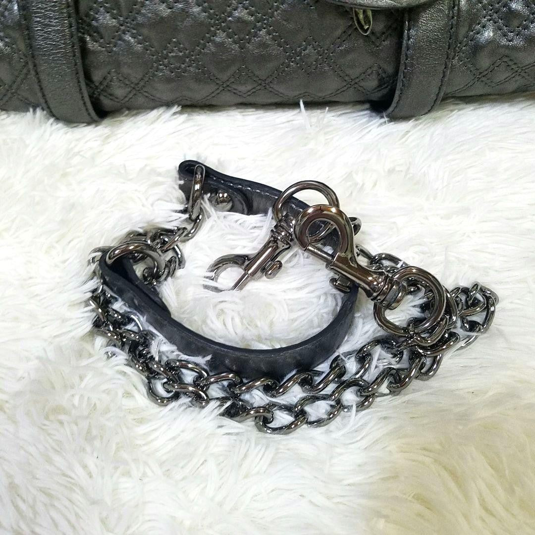Dolce & Gabbana Boston Hand Bag Tote Purse 2way Leather Silver Authentic
