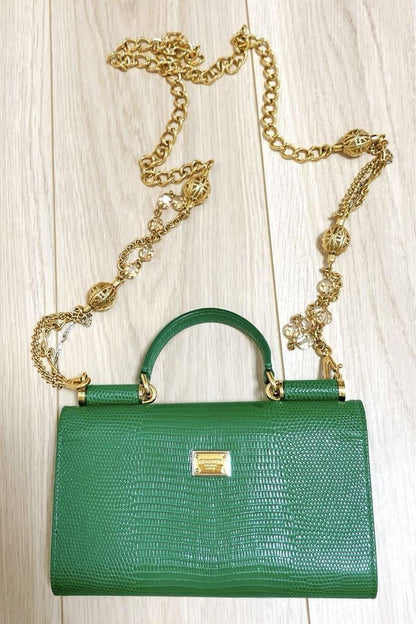 Dolce & Gabbana Mini Shoulder Bag Purse Chain Green Authentic