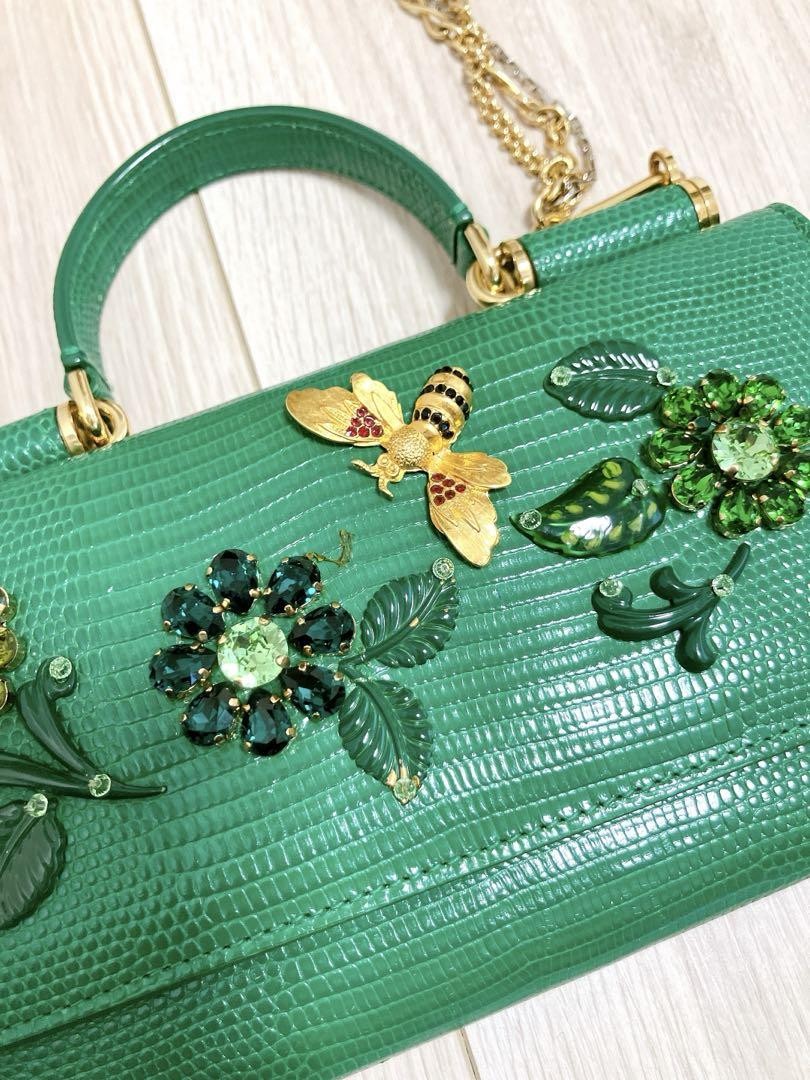 Dolce & Gabbana Mini Shoulder Bag Purse Chain Green Authentic