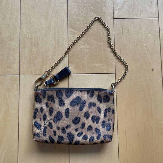 Dolce & Gabbana Accessory Pouch Hand Pouch Leopard Leather Authentic