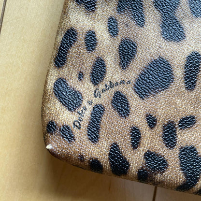 Dolce & Gabbana Accessory Pouch Hand Pouch Leopard Leather Authentic