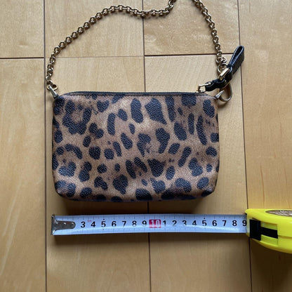 Dolce & Gabbana Accessory Pouch Hand Pouch Leopard Leather Authentic