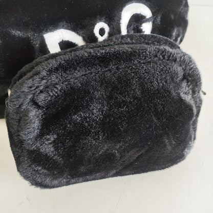 Dolce & Gabbana Hand Bag Tote Purse Logo Leather Black Authentic