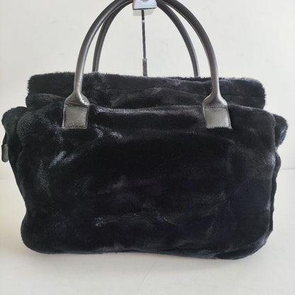 Dolce & Gabbana Hand Bag Tote Purse Logo Leather Black Authentic