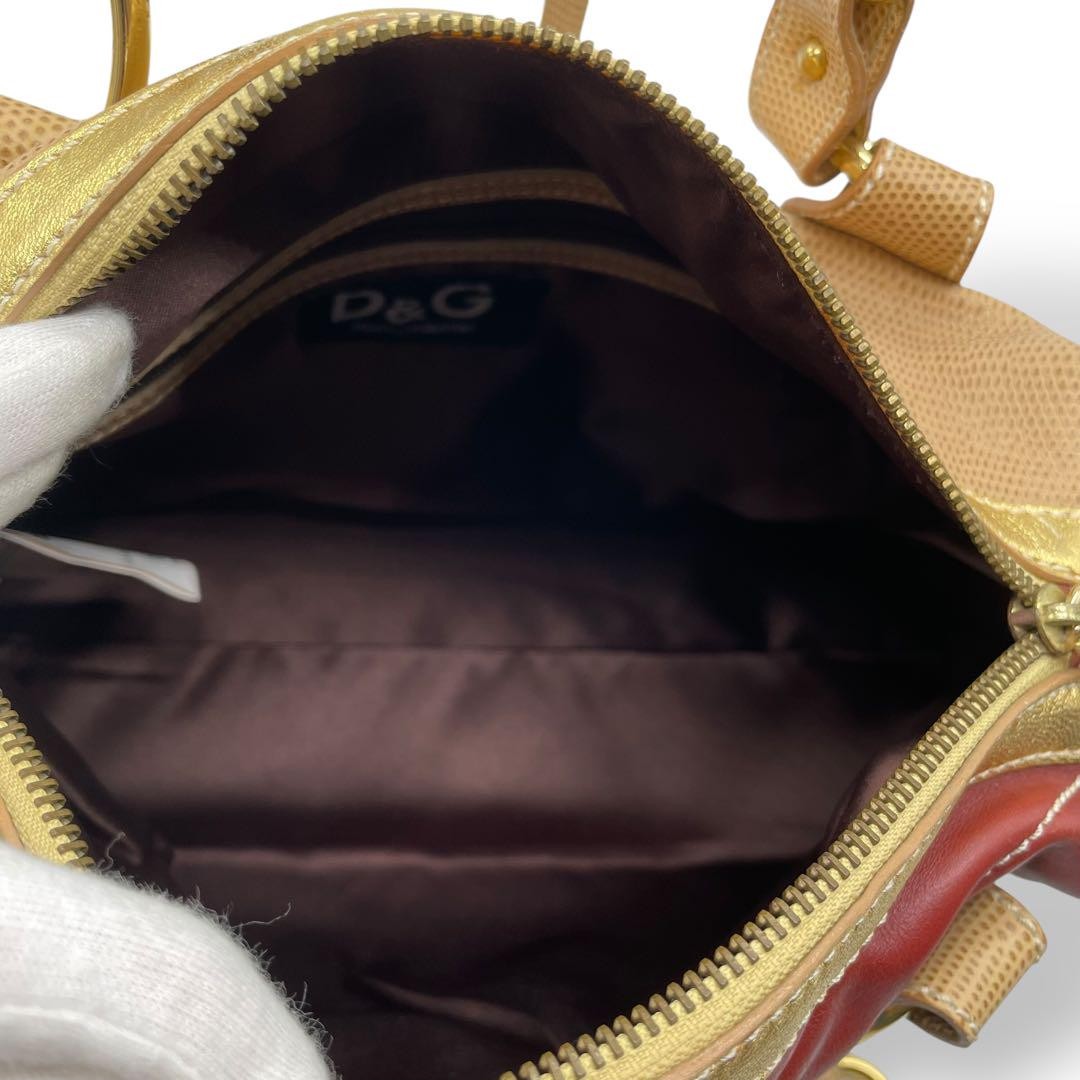 Dolce & Gabbana Shoulder Bag Purse Chain Logo Brown Burgundy Beige Authentic