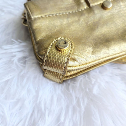 Dolce & Gabbana Accessory Pouch Hand Pouch Leather Canvas Gold Authentic