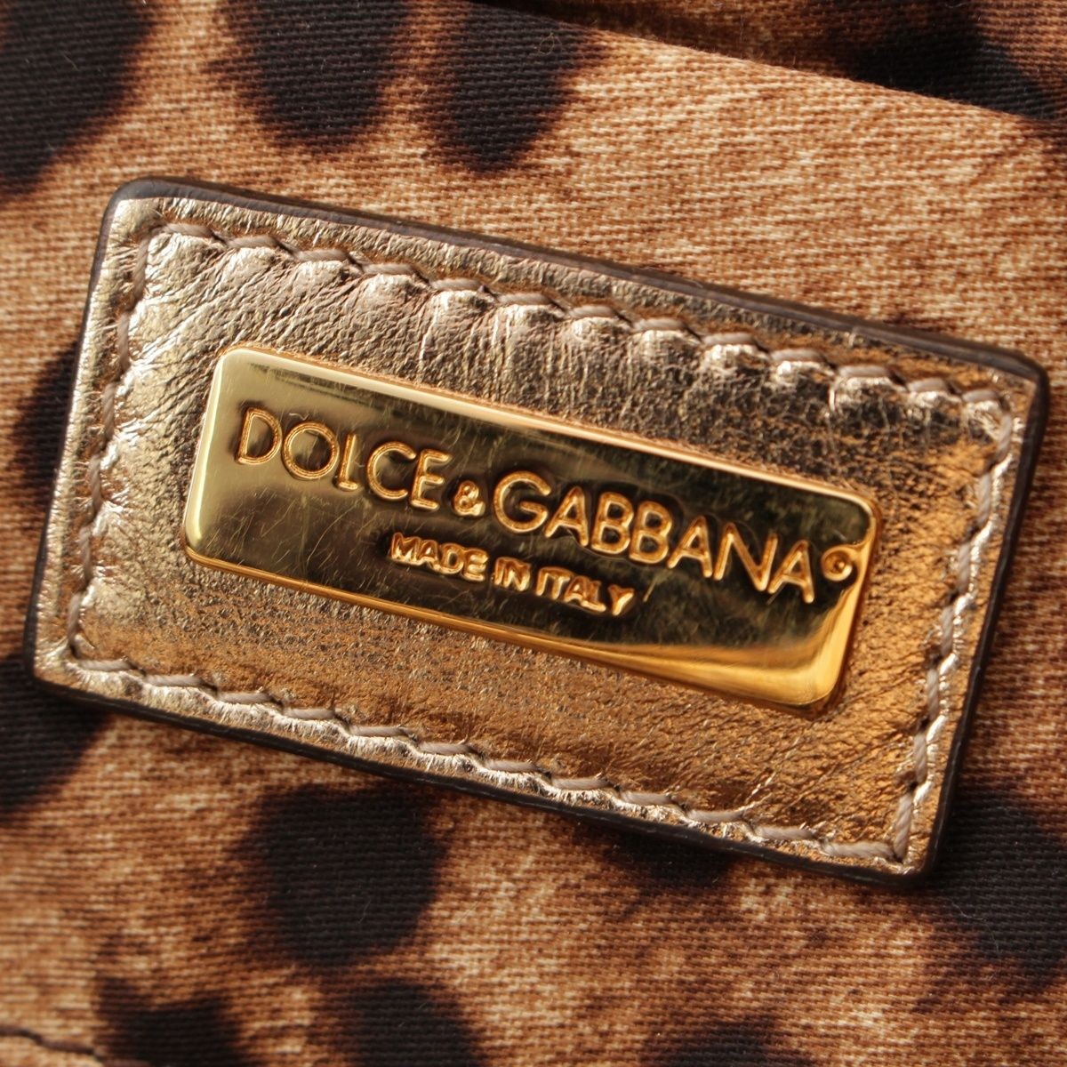 Dolce & Gabbana Shoulder Bag Purse Leopard Sequins Silver Authentic
