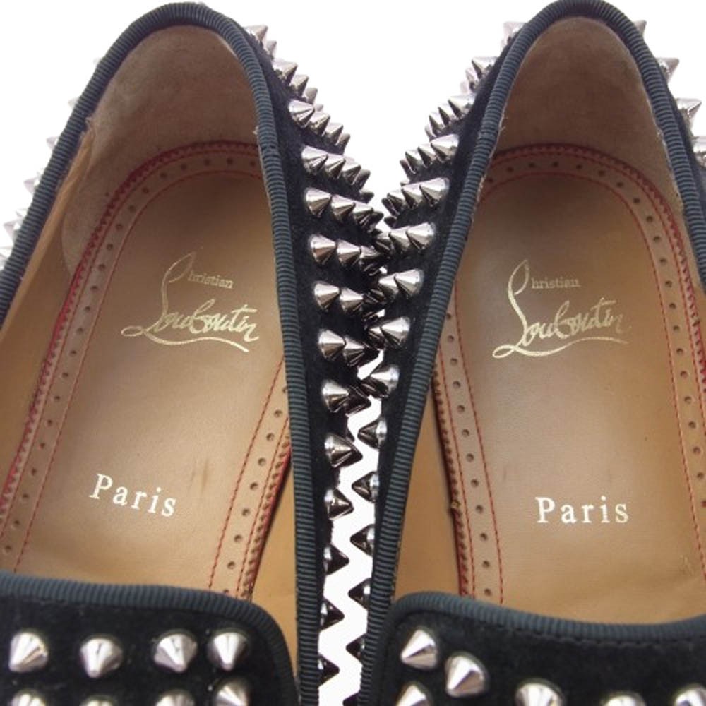 Christian Louboutin Slip-ons Shoes Sneakers Studs EU 42 US 9 Suede Leather Black