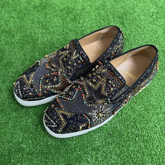 Christian Louboutin Slip-ons Shoes Sneakers EU 41 US 8 Black Multicolor Auth