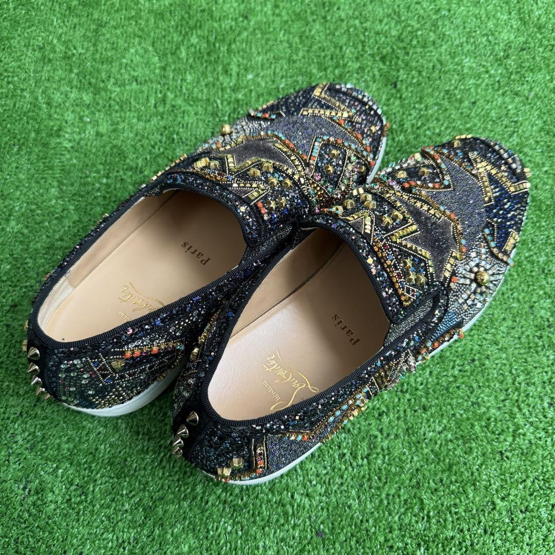 Christian Louboutin Slip-ons Shoes Sneakers EU 41 US 8 Black Multicolor Auth