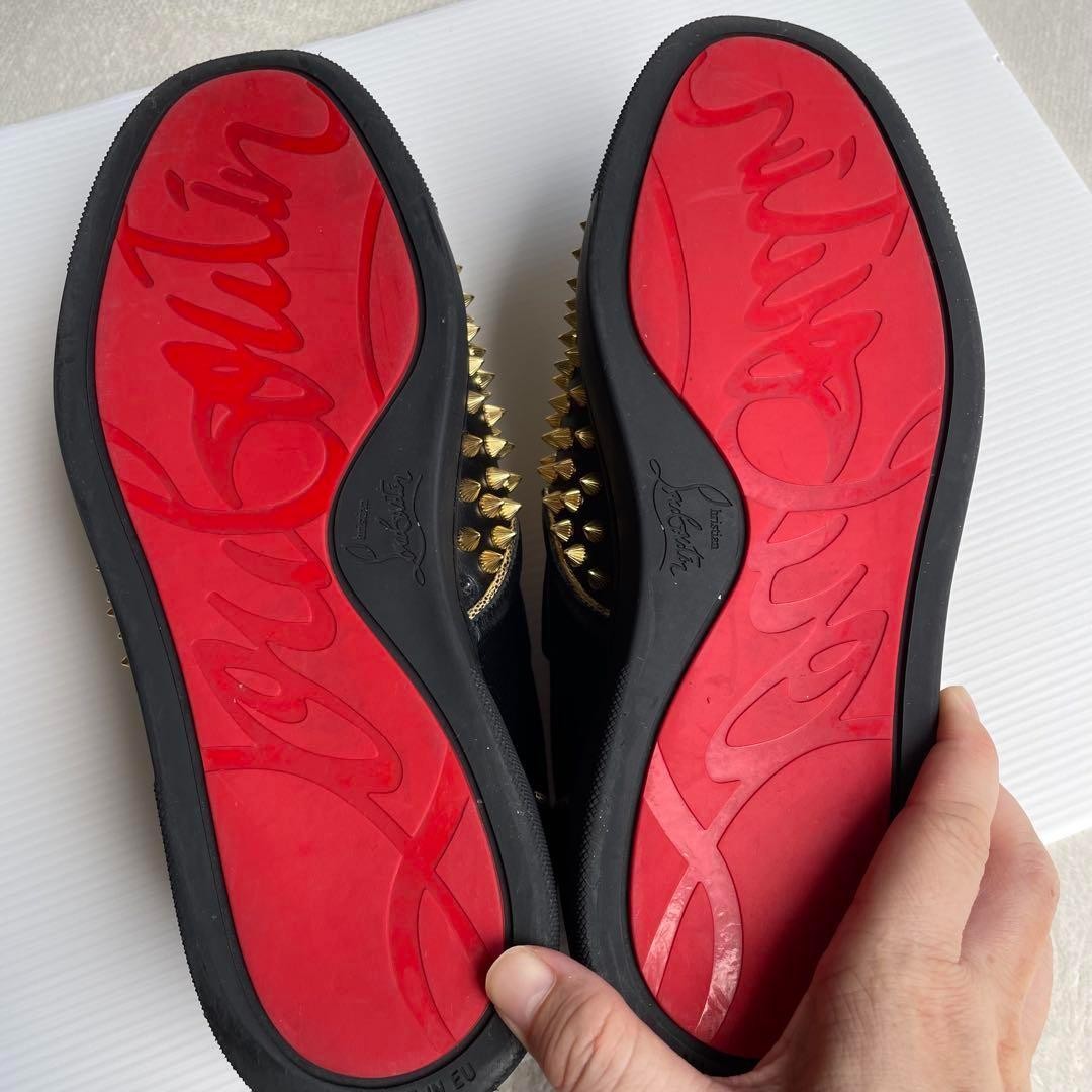 Christian Louboutin Slip-ons Shoes Sneakers Studs EU 41 US 8 Leather Black Auth