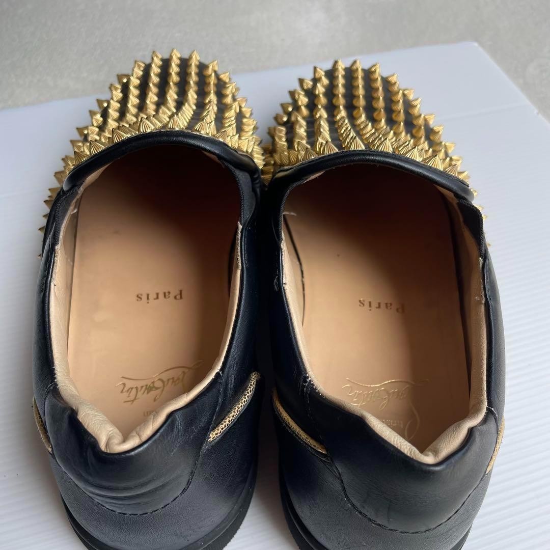 Christian Louboutin Slip-ons Shoes Sneakers Studs EU 41 US 8 Leather Black Auth