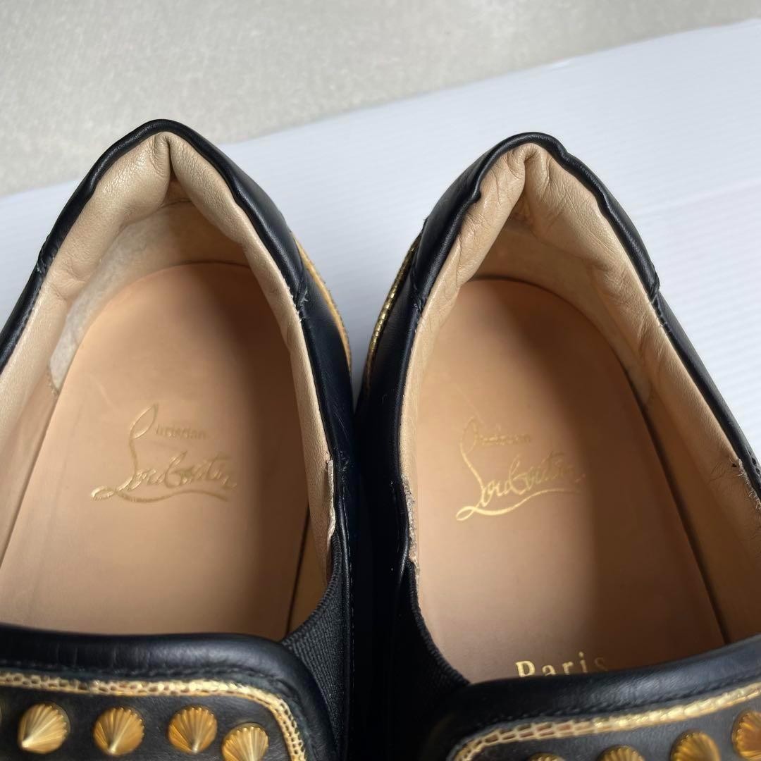 Christian Louboutin Slip-ons Shoes Sneakers Studs EU 41 US 8 Leather Black Auth