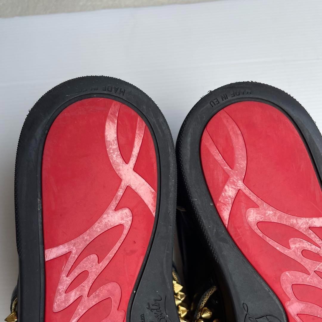 Christian Louboutin Slip-ons Shoes Sneakers Studs EU 41 US 8 Leather Black Auth