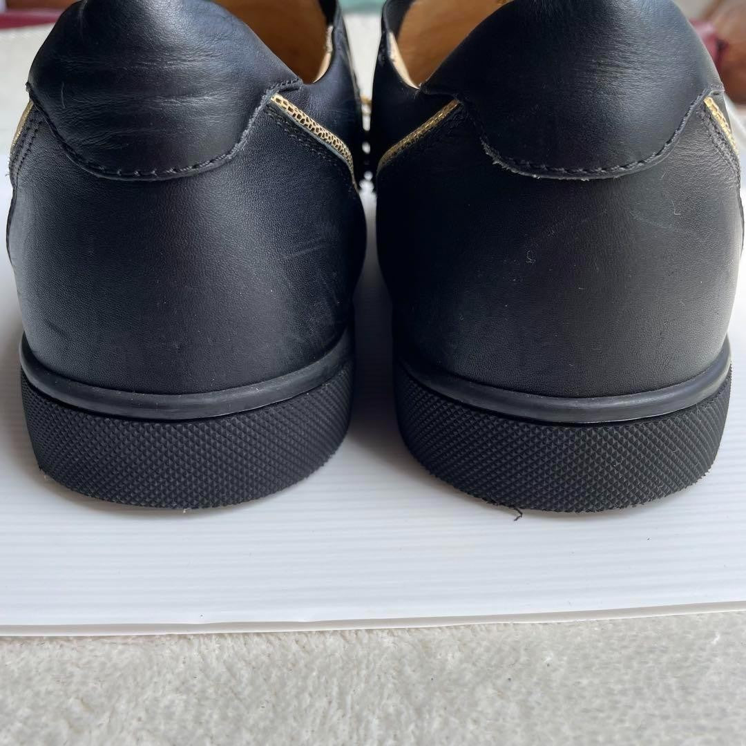 Christian Louboutin Slip-ons Shoes Sneakers Studs EU 41 US 8 Leather Black Auth